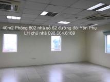 Chủ nhà cho thuê 40m2 VP tại đường đôi Yên Phụ, giá 8,5 triệu/tháng, LH: 098 664 6169 Chủ nhà cho thuê 40m2 VP tại đường đôi Yên Phụ, giá 8,5 triệu/tháng, LH: 098 664 6169